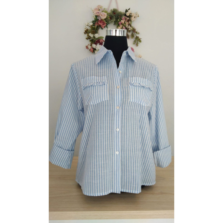 CAMISA RAYA CELESTE